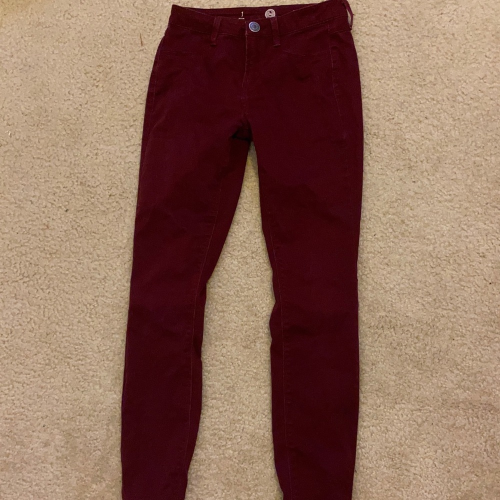 So maroon high rise jeggings